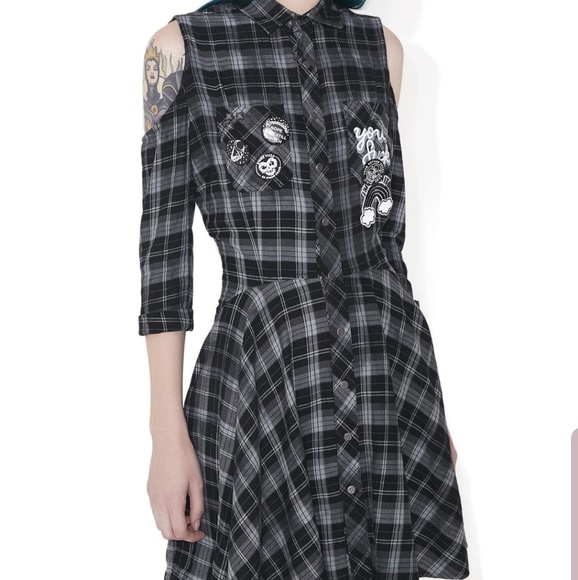 Killstar Dresses & Skirts - KILLSTAR poly woven shirt dress
